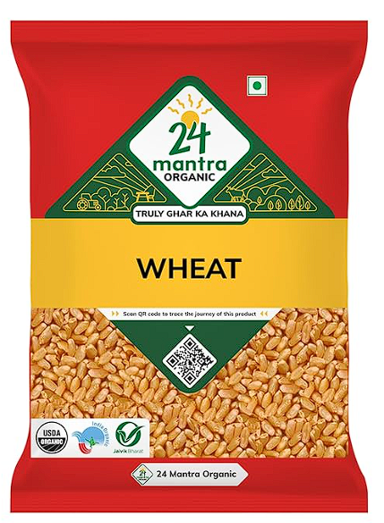 24 Mantra Organic Wheat Premium/Gehoon/Godhuma - 1 Kg | 100% Organic | Chemical Free & Pesticides Free | Rich & Strong Flavour