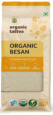 Organic Tattva Besan 500 gms | Finely Ground Gram Flour from Chana Dal | Gluten-Free Powder for Everyday Cooking, Baking & Traditional Indian Besan Recipes
