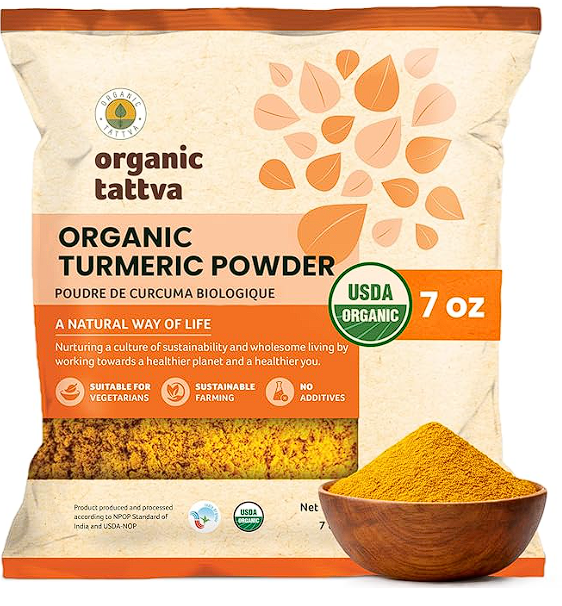 Organic Tattva, Organic Gluten Free Turmeric (Haldi) Powder - 100 Gram | Quality Indian Spice, High Curcumin Content Haldi Powder